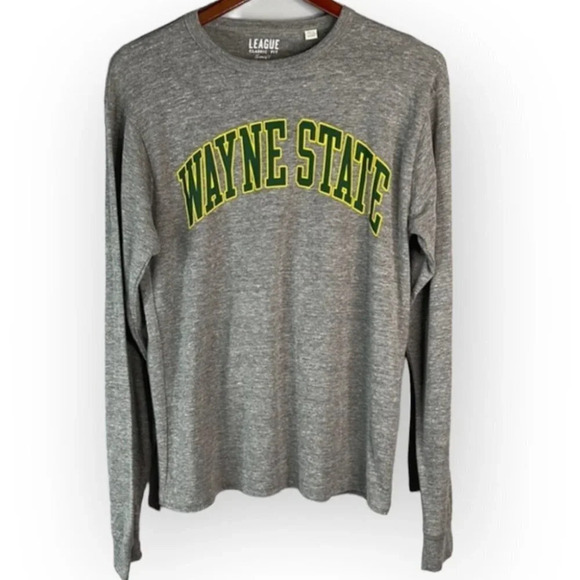 LEAGUE Mens Wayne State Graphic T-Shirt Grey Long Sleeve Crewneck Academia S - Picture 2 of 9